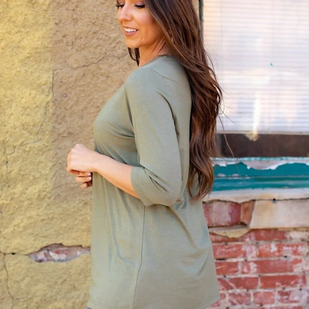 Tunic Crisscross neckline Olive Green Size Small